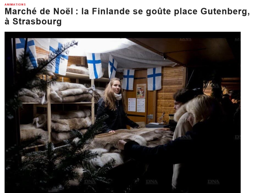 Marché de Noël la Finlande se goûte place Gutenberg, à Strasbourg